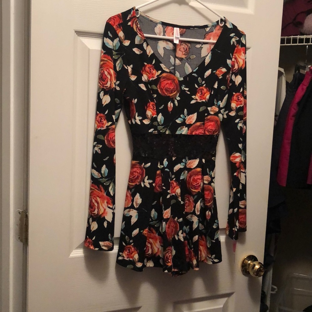 Black floral romper